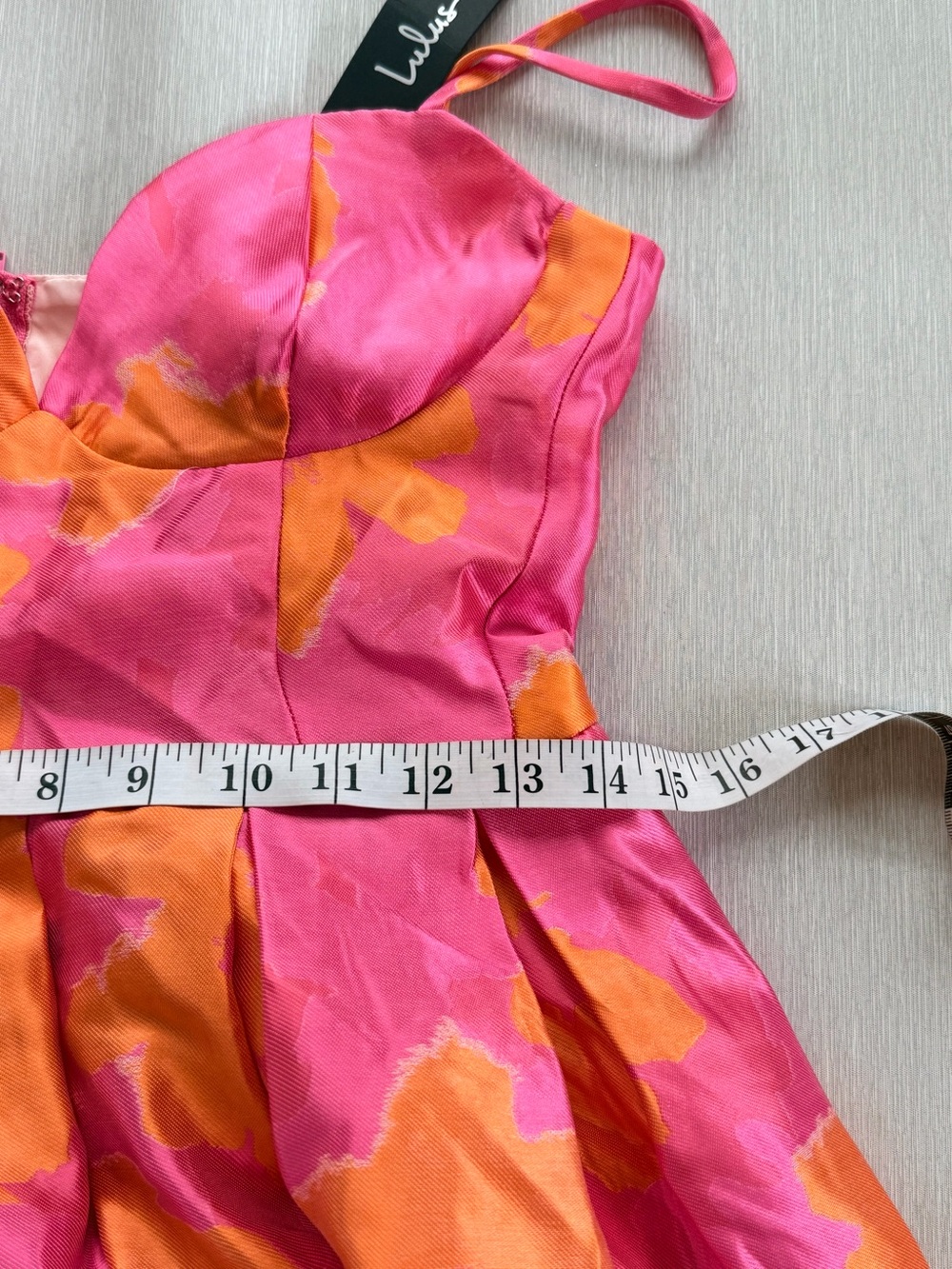 Lulus Vivinna Pink and Orange Floral Jacquard Pleated Midi Dress Size M NWT - Picture 9 of 15